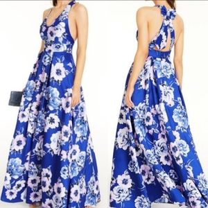 NWT Blue Floral Long Formal Gown Size 1